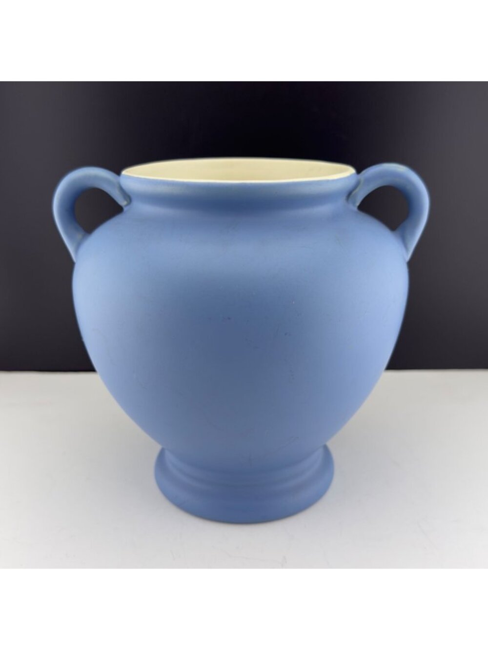Vintage Coors Pottery Blue Matte Two Handle Vase Colorado 4.5 Inch